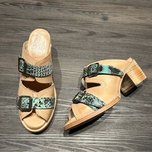 Freebird by Steven Caprice heeled sandals in turquoise multi size 8